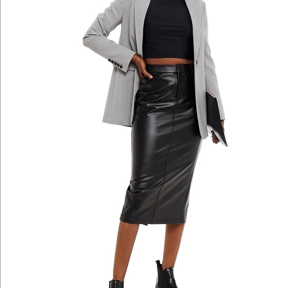 Alexander Wang Black Peg Faux Leather Skirt